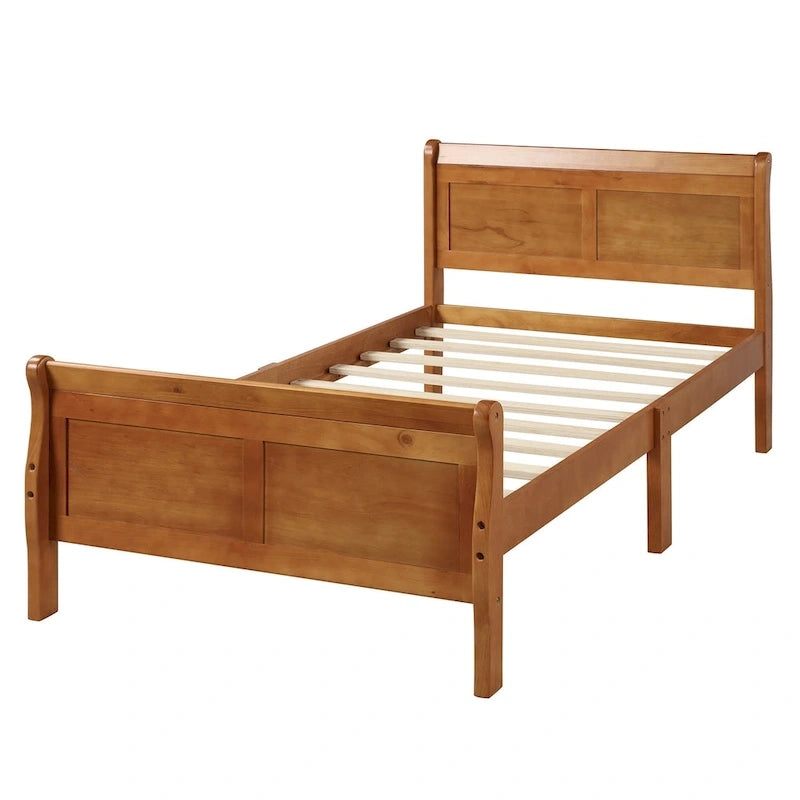 Base letto a piattaforma in legno Letto singolo con testiera/pediera/supporto a doghe in legno