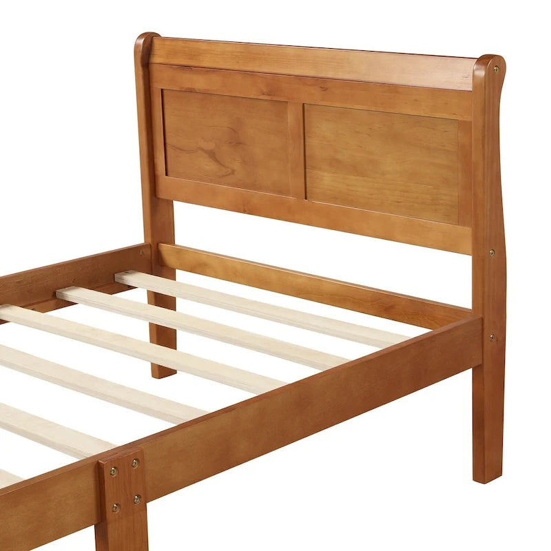 Base letto a piattaforma in legno Letto singolo con testiera/pediera/supporto a doghe in legno