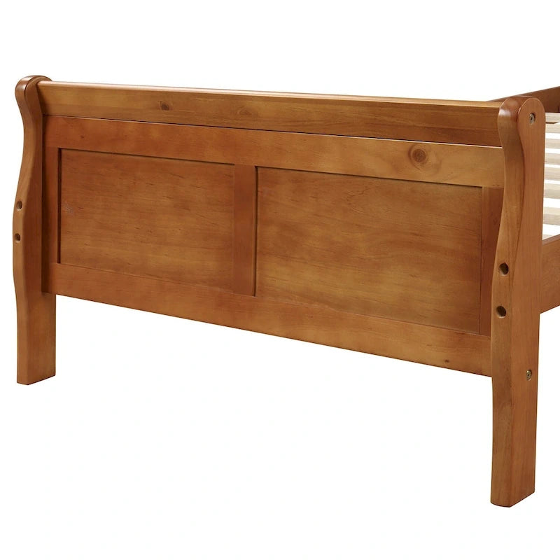 Base letto a piattaforma in legno Letto singolo con testiera/pediera/supporto a doghe in legno