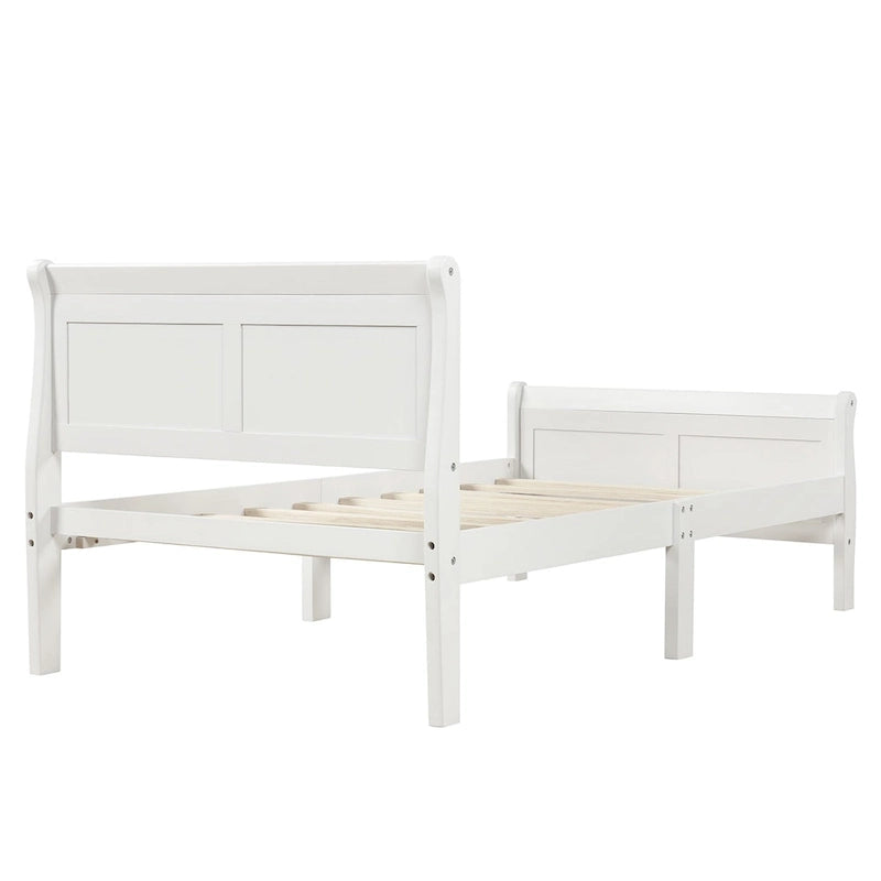 Base letto a piattaforma in legno Letto singolo con testiera/pediera/supporto a doghe in legno
