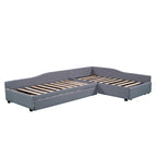 Divano letto singolo con cassetto, struttura letto in legno, doppia rete estraibile imbottita, non richiede box spring per ragazzi