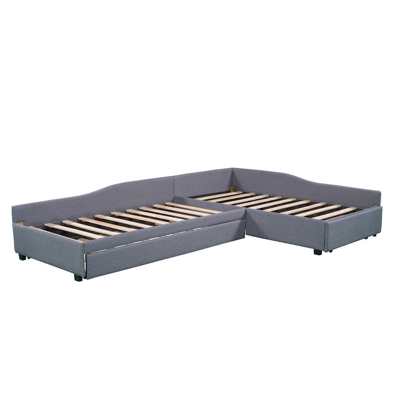 Divano letto singolo con cassetto, struttura letto in legno, doppia rete estraibile imbottita, non richiede box spring per ragazzi