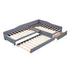 Divano letto singolo con cassetto, struttura letto in legno, doppia rete estraibile imbottita, non richiede box spring per ragazzi