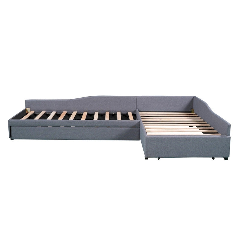 Divano letto singolo con cassetto, struttura letto in legno, doppia rete estraibile imbottita, non richiede box spring per ragazzi