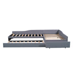 Divano letto singolo con cassetto, struttura letto in legno, doppia rete estraibile imbottita, non richiede box spring per ragazzi