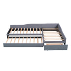 Divano letto singolo con cassetto, struttura letto in legno, doppia rete estraibile imbottita, non richiede box spring per ragazzi
