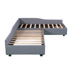 Divano letto singolo con cassetto, struttura letto in legno, doppia rete estraibile imbottita, non richiede box spring per ragazzi