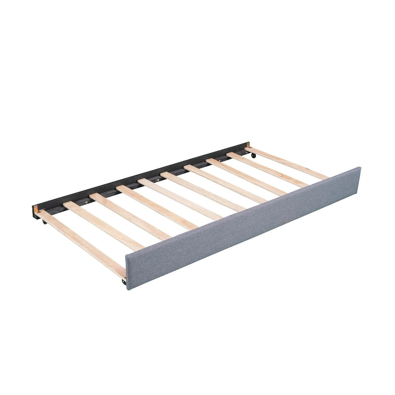 Divano letto singolo con cassetto, struttura letto in legno, doppia rete estraibile imbottita, non richiede box spring per ragazzi