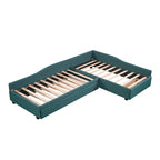 Divano letto singolo con cassetto, struttura letto in legno, doppia rete estraibile imbottita, non richiede box spring per ragazzi