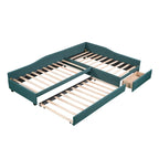Divano letto singolo con cassetto, struttura letto in legno, doppia rete estraibile imbottita, non richiede box spring per ragazzi
