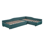 Divano letto singolo con cassetto, struttura letto in legno, doppia rete estraibile imbottita, non richiede box spring per ragazzi