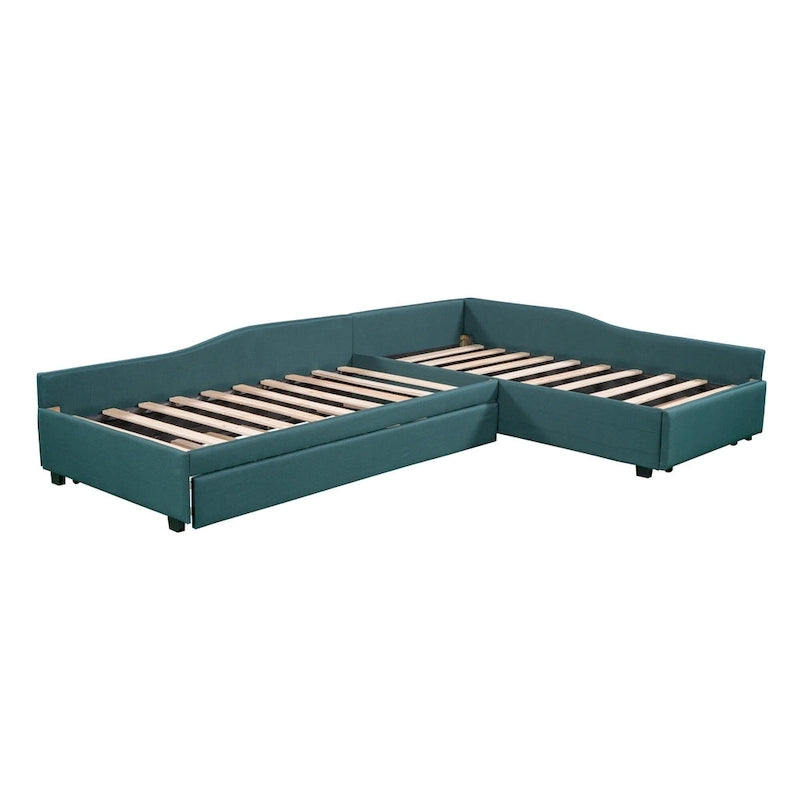Divano letto singolo con cassetto, struttura letto in legno, doppia rete estraibile imbottita, non richiede box spring per ragazzi