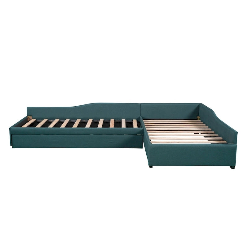 Divano letto singolo con cassetto, struttura letto in legno, doppia rete estraibile imbottita, non richiede box spring per ragazzi