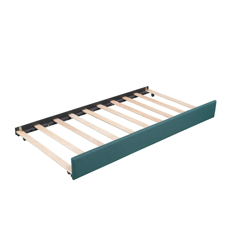 Divano letto singolo con cassetto, struttura letto in legno, doppia rete estraibile imbottita, non richiede box spring per ragazzi