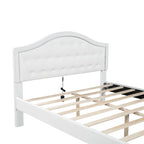 Letto imbottito con piattaforma, testiera capitonné, luci a LED e due cassetti per la camera da letto