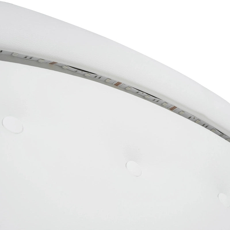 Letto imbottito con piattaforma, testiera capitonné, luci a LED e due cassetti per la camera da letto