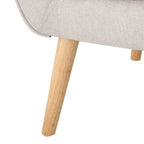 Moderna Poltrona a Orecchioni con Schienale Alto 32.5, Rivestita e Capitonnè, con Gambe in Legno di Caucciù