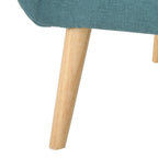 Moderna Poltrona a Orecchioni con Schienale Alto 32.5, Rivestita e Capitonnè, con Gambe in Legno di Caucciù