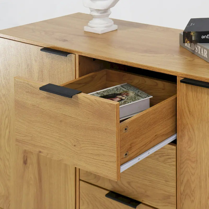 Mobile buffet credenza moderno con 2 ante, ripiani e 3 cassetti