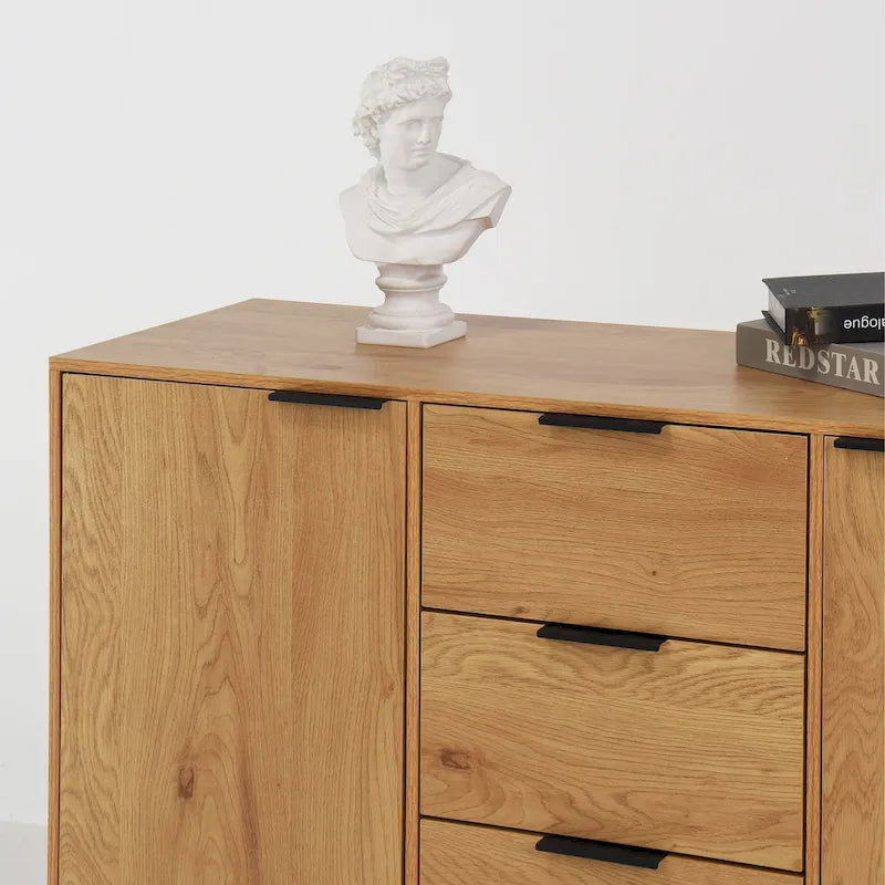 Mobile buffet credenza moderno con 2 ante, ripiani e 3 cassetti