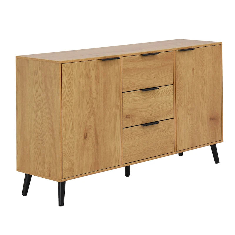 Mobile buffet credenza moderno con 2 ante, ripiani e 3 cassetti