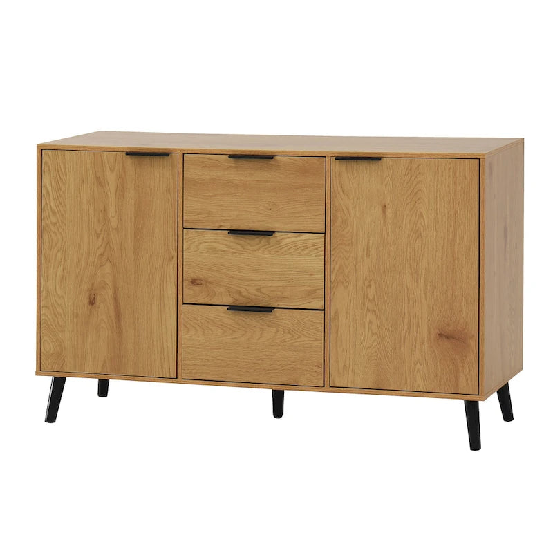 Mobile buffet credenza moderno con 2 ante, ripiani e 3 cassetti