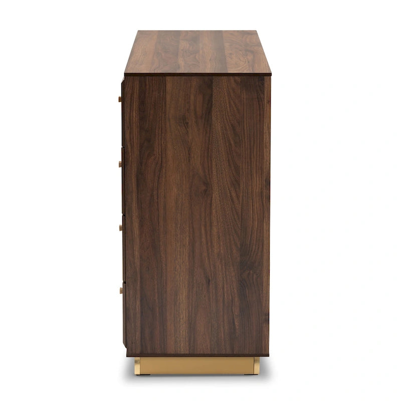 Comò moderno e contemporaneo in legno a 8 cassetti con base in metallo