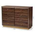 Comò moderno e contemporaneo in legno a 8 cassetti con base in metallo