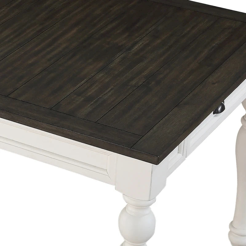 Tavolo da pranzo da 80 pollici bicolore in stile rustico - Bianco tenue e rovere scuro