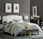 Dayton King Leather Platform Bed with Button Tufted Headboard