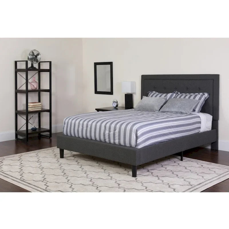 Letto a piattaforma trapuntato e materasso a molle insacchettate in memory foam