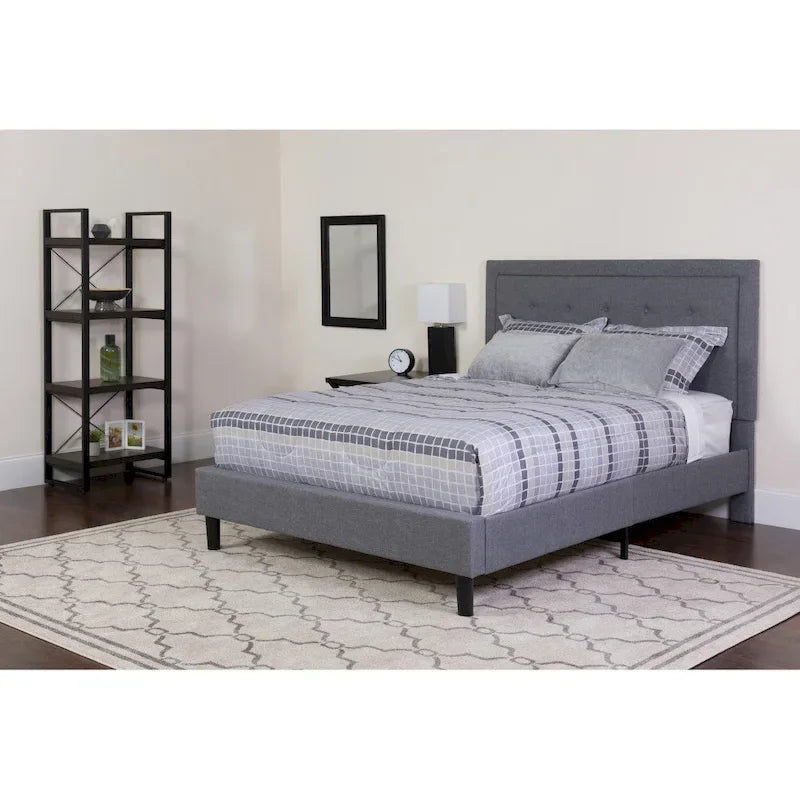 Letto a piattaforma trapuntato e materasso a molle insacchettate in memory foam