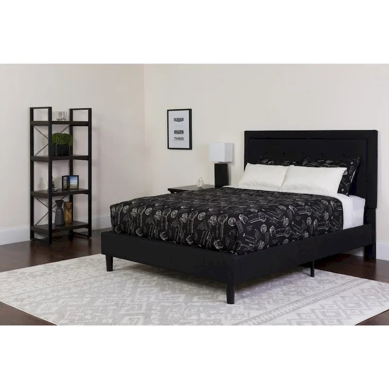 Letto a piattaforma trapuntato e materasso a molle insacchettate in memory foam
