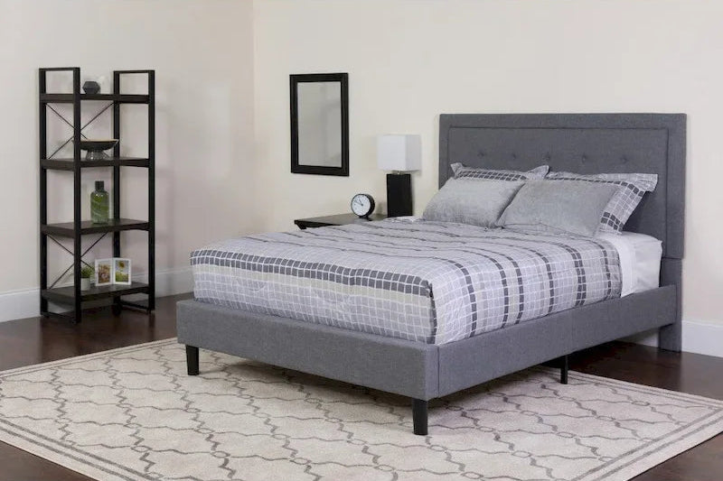 Panel Tufted Platform Bed and Memory Foam Pocket Spring Mattress