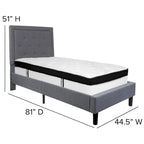 Letto a piattaforma trapuntato e materasso a molle insacchettate in memory foam