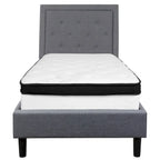 Letto a piattaforma trapuntato e materasso a molle insacchettate in memory foam