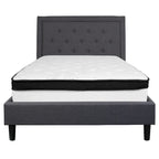 Letto a piattaforma trapuntato e materasso a molle insacchettate in memory foam