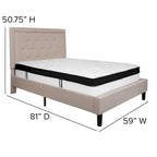 Letto a piattaforma trapuntato e materasso a molle insacchettate in memory foam