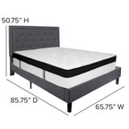 Letto a piattaforma trapuntato e materasso a molle insacchettate in memory foam