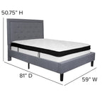 Letto a piattaforma trapuntato e materasso a molle insacchettate in memory foam