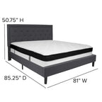 Letto a piattaforma trapuntato e materasso a molle insacchettate in memory foam