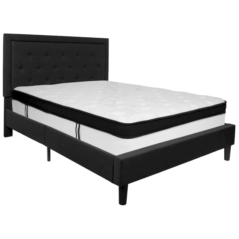 Letto a piattaforma trapuntato e materasso a molle insacchettate in memory foam