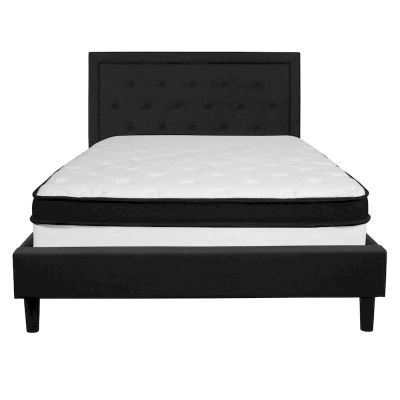 Letto a piattaforma trapuntato e materasso a molle insacchettate in memory foam