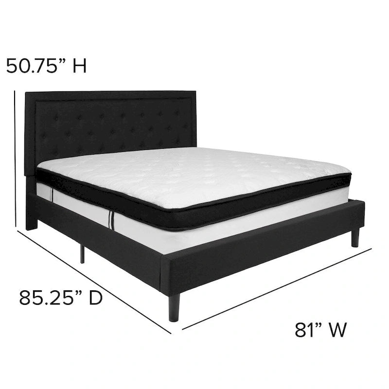 Letto a piattaforma trapuntato e materasso a molle insacchettate in memory foam