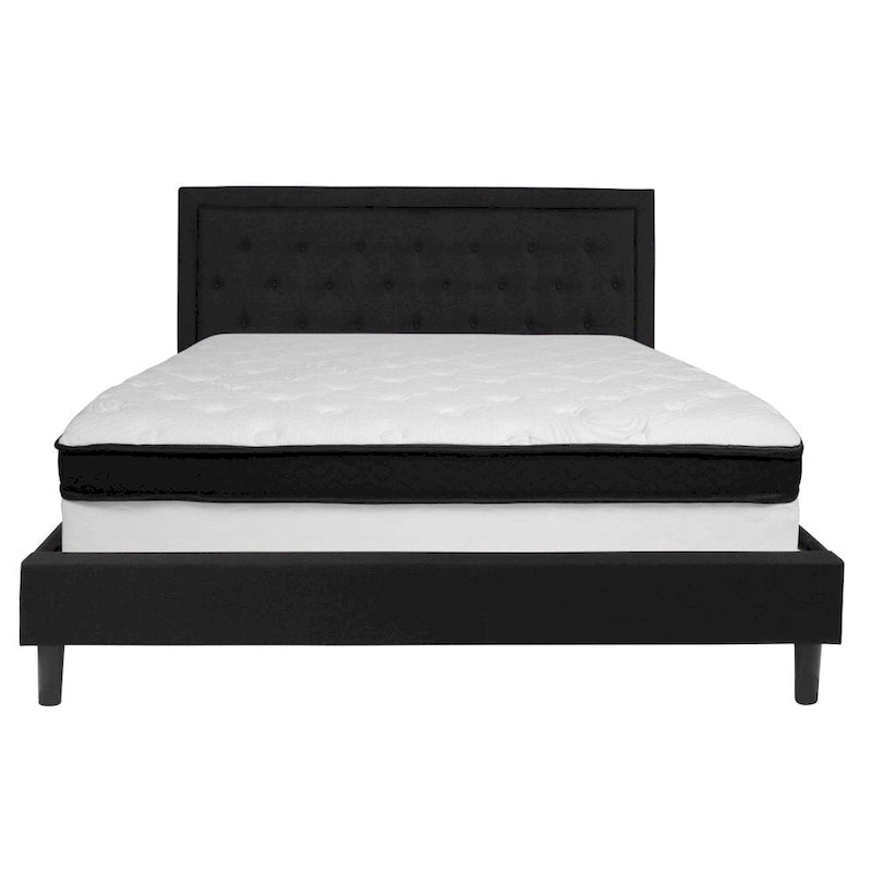 Letto a piattaforma trapuntato e materasso a molle insacchettate in memory foam