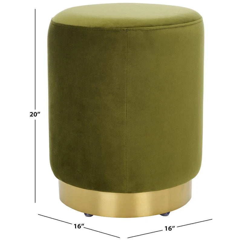 Pouf in velluto con base in ottone - blu navy/ottone