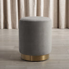Pouf in velluto con base in ottone - blu navy/ottone