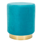 Pouf in velluto con base in ottone - blu navy/ottone