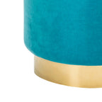 Pouf in velluto con base in ottone - blu navy/ottone