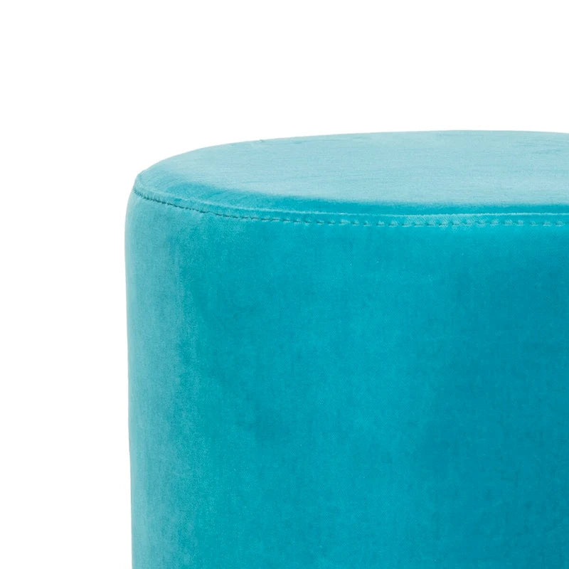 Pouf in velluto con base in ottone - blu navy/ottone